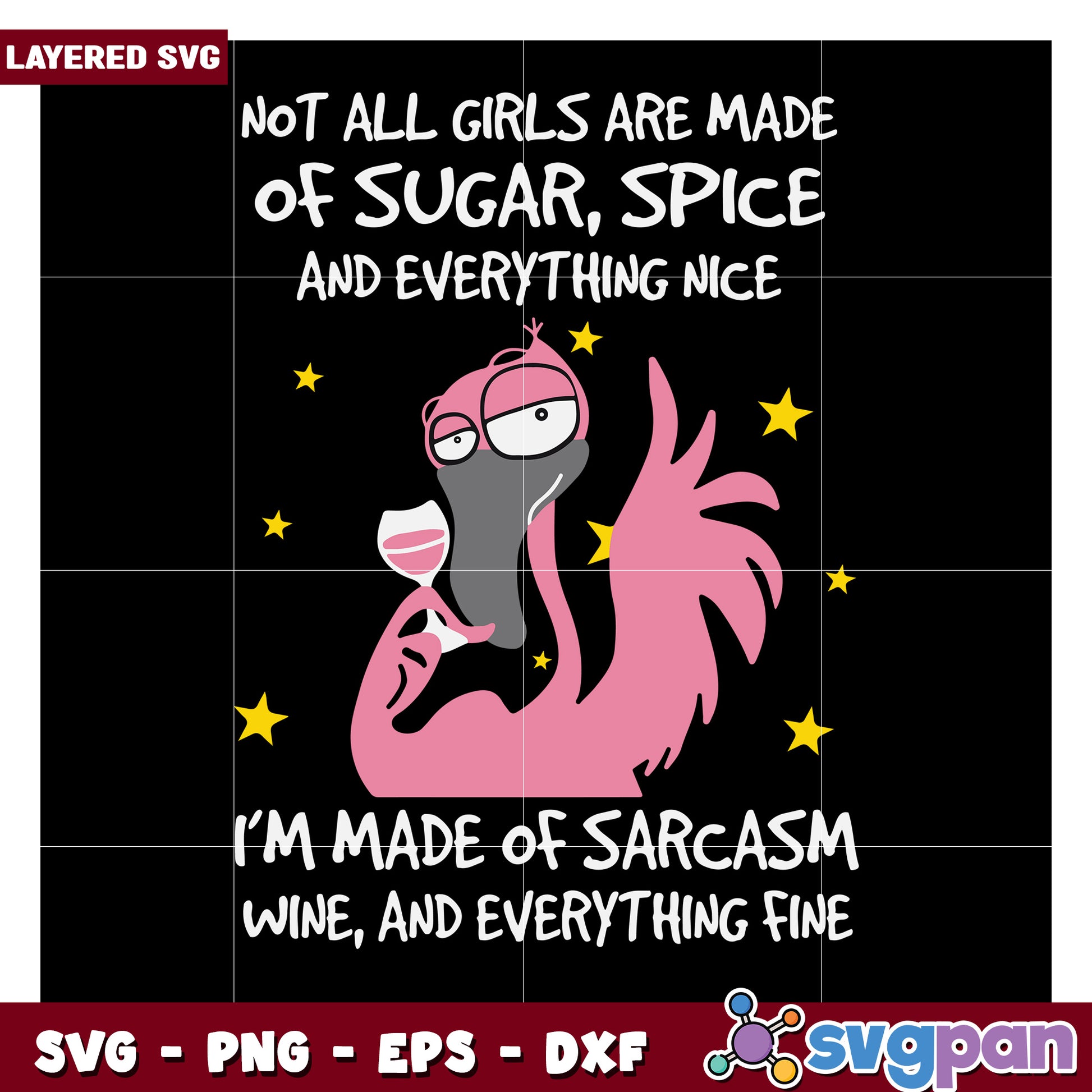 Sarcastic Flamingo SVG Design for Wine Lovers, Perfect for Gifts