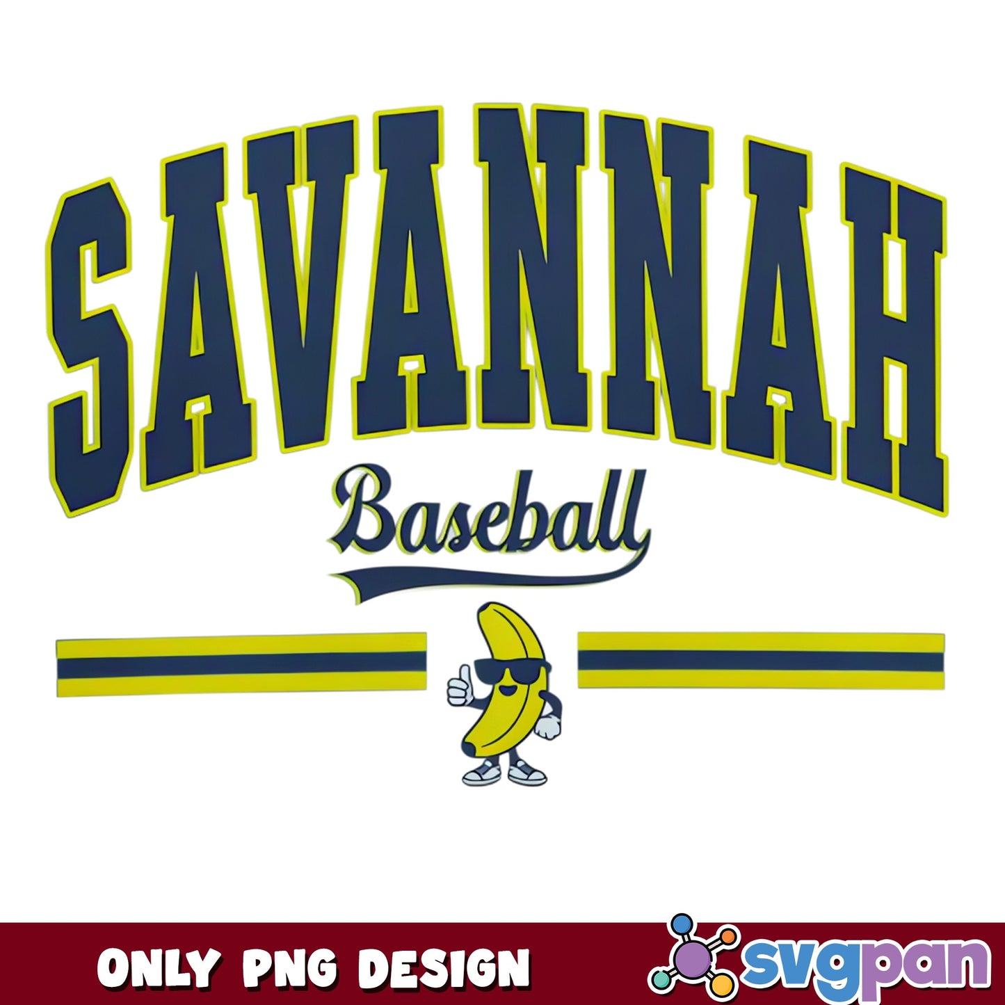 Savannah Bananas Baseball Shirt PNG, Cool Banana Mascot PNG, Baseball Fan PNG