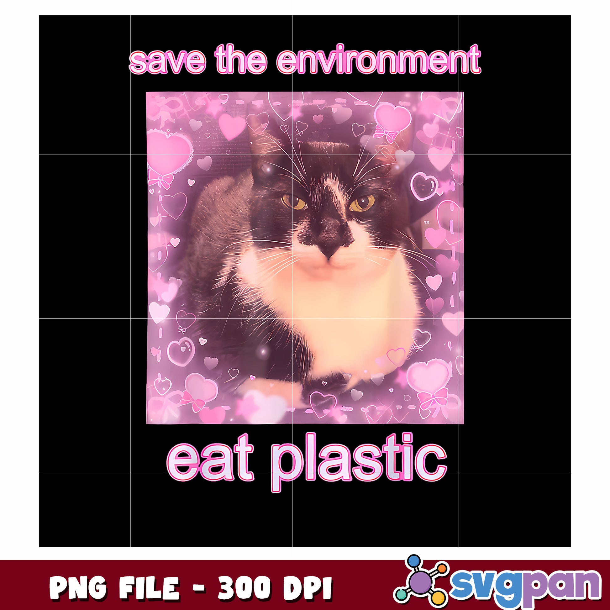 Save the evironment eat plastic png, funny animals png, cute cat png