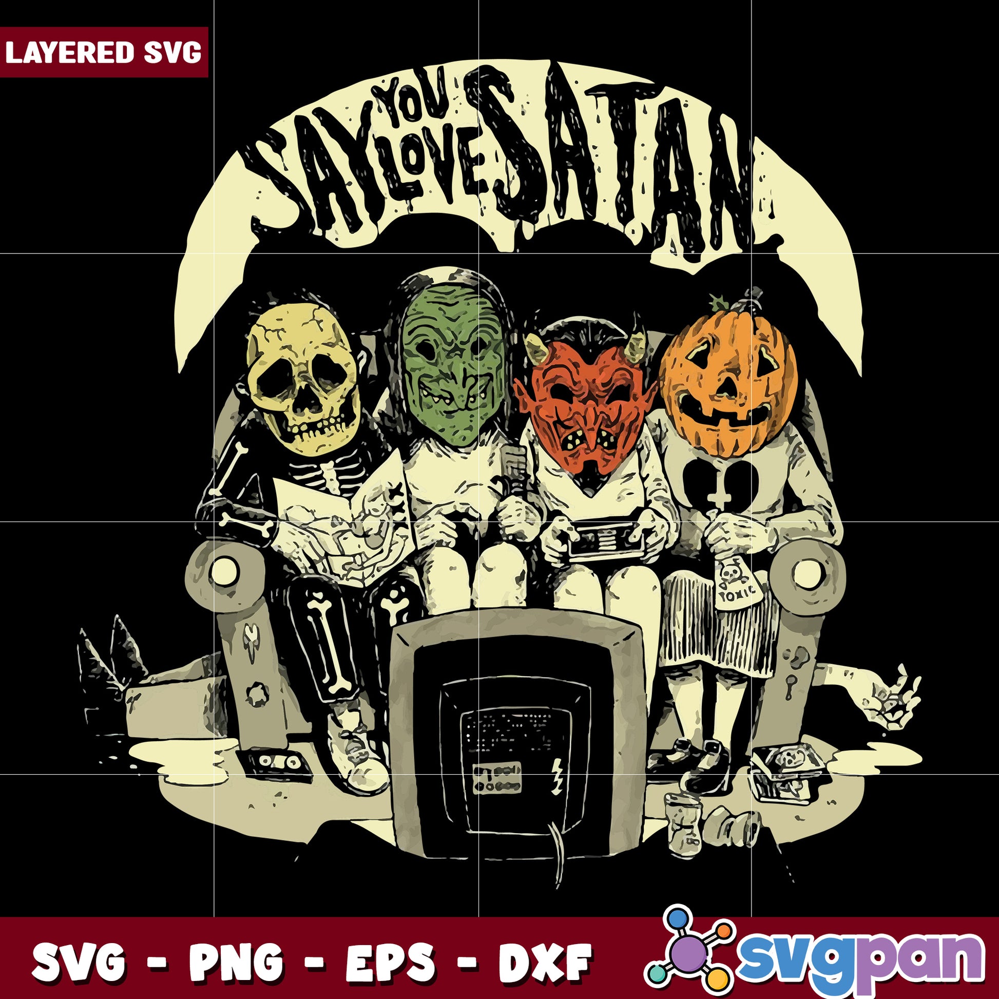 Say you love satan svg, funny halloween svg, spooky characters svg