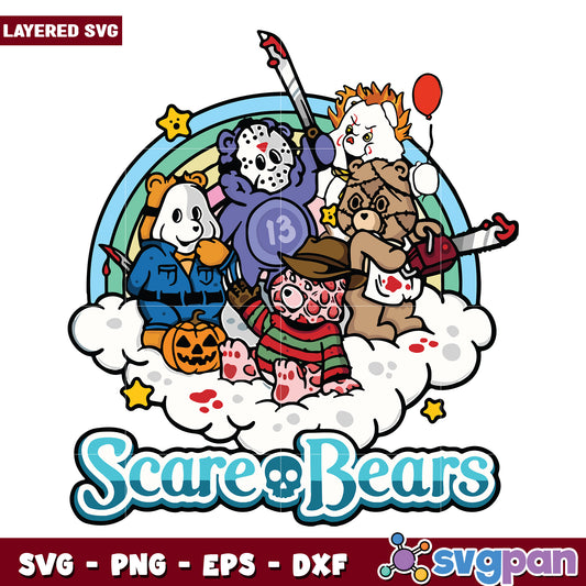 Scare Bears halloween svg, funny halloween svg, spooky characters svg