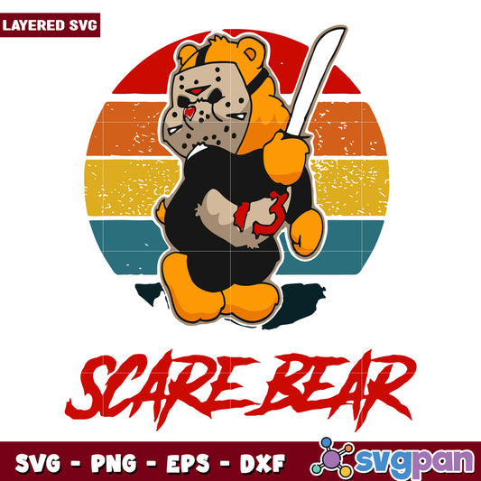 Scare bear svg, funny halloween svg, spooky characters svg