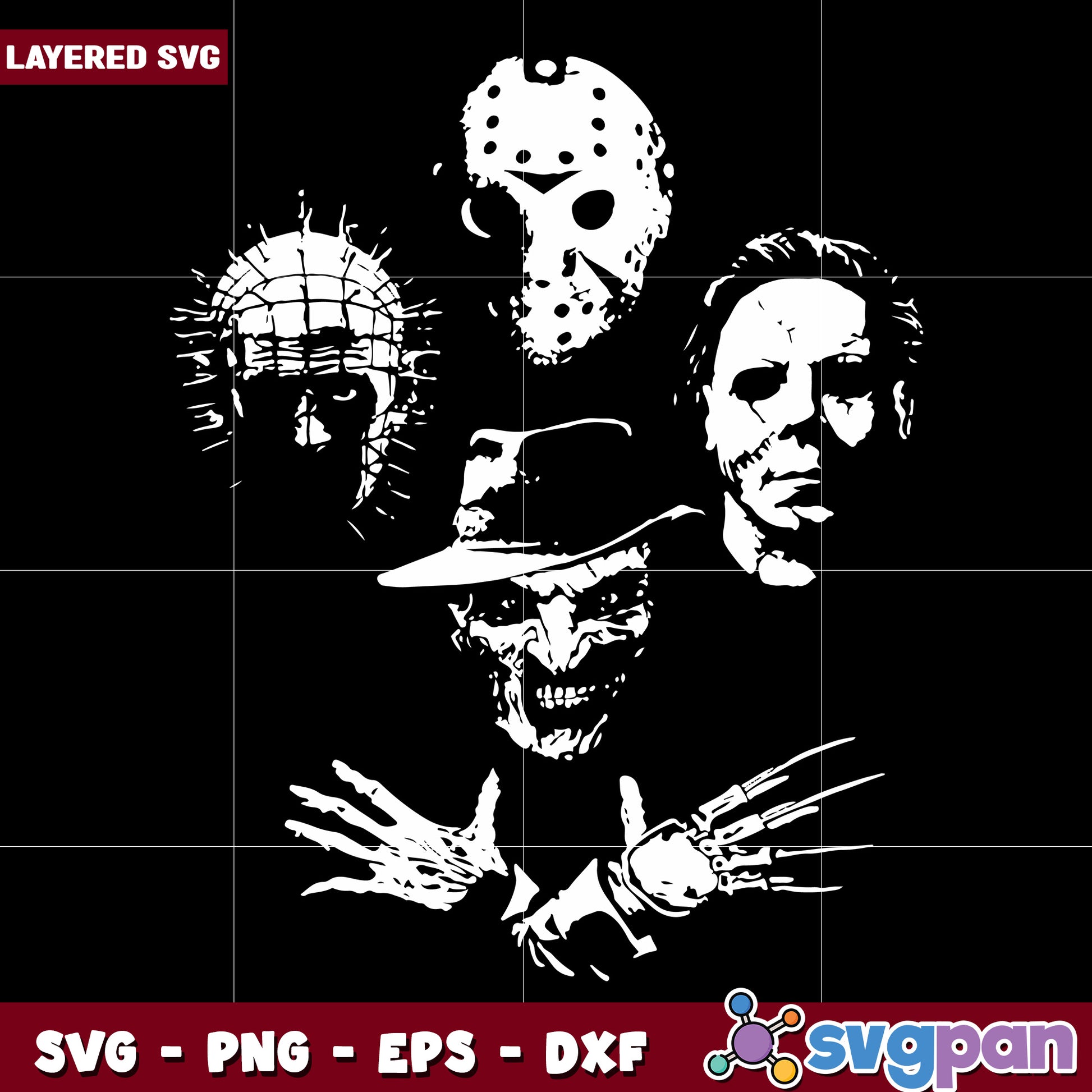 Scary Friends Horror svg, funny halloween svg, spooky characters svg