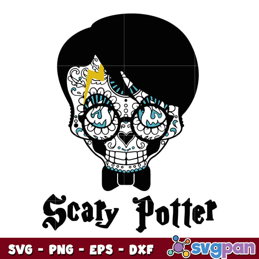 Scary Potter Sugar Skull Wizard Halloween svg