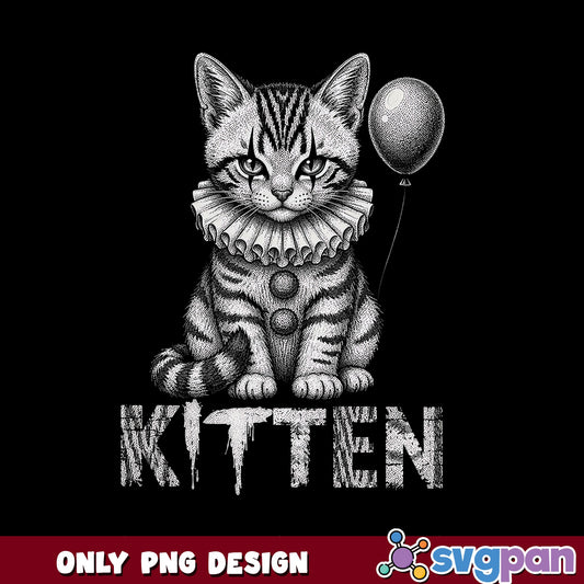 Scary Clown Kitten PNG, Horror Cat Halloween PNG, Funny Cat PNG