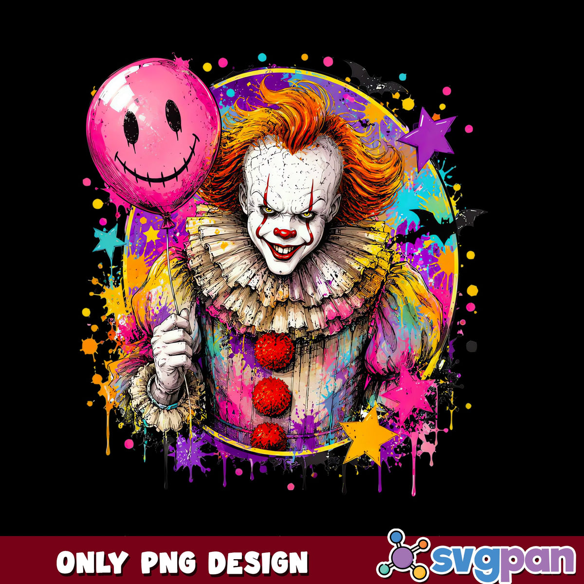 Scary Clown Pennywise PNG, Halloween Horror Clown PNG, IT Movie PNG