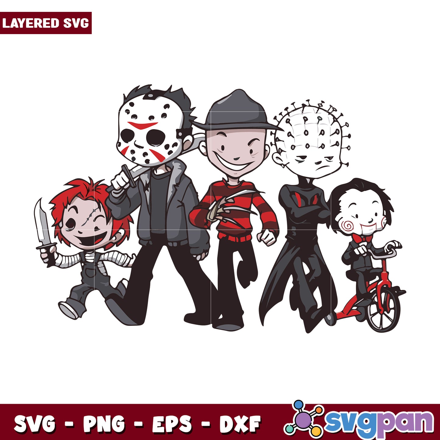 Scary friends horror halloween svg, funny halloween svg, spooky characters svg