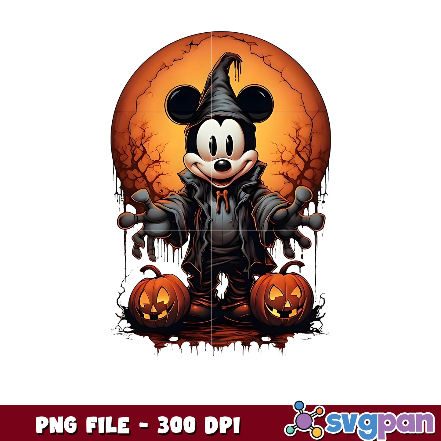 Scary mickey png, halloween decor png, halloween pumpkin png