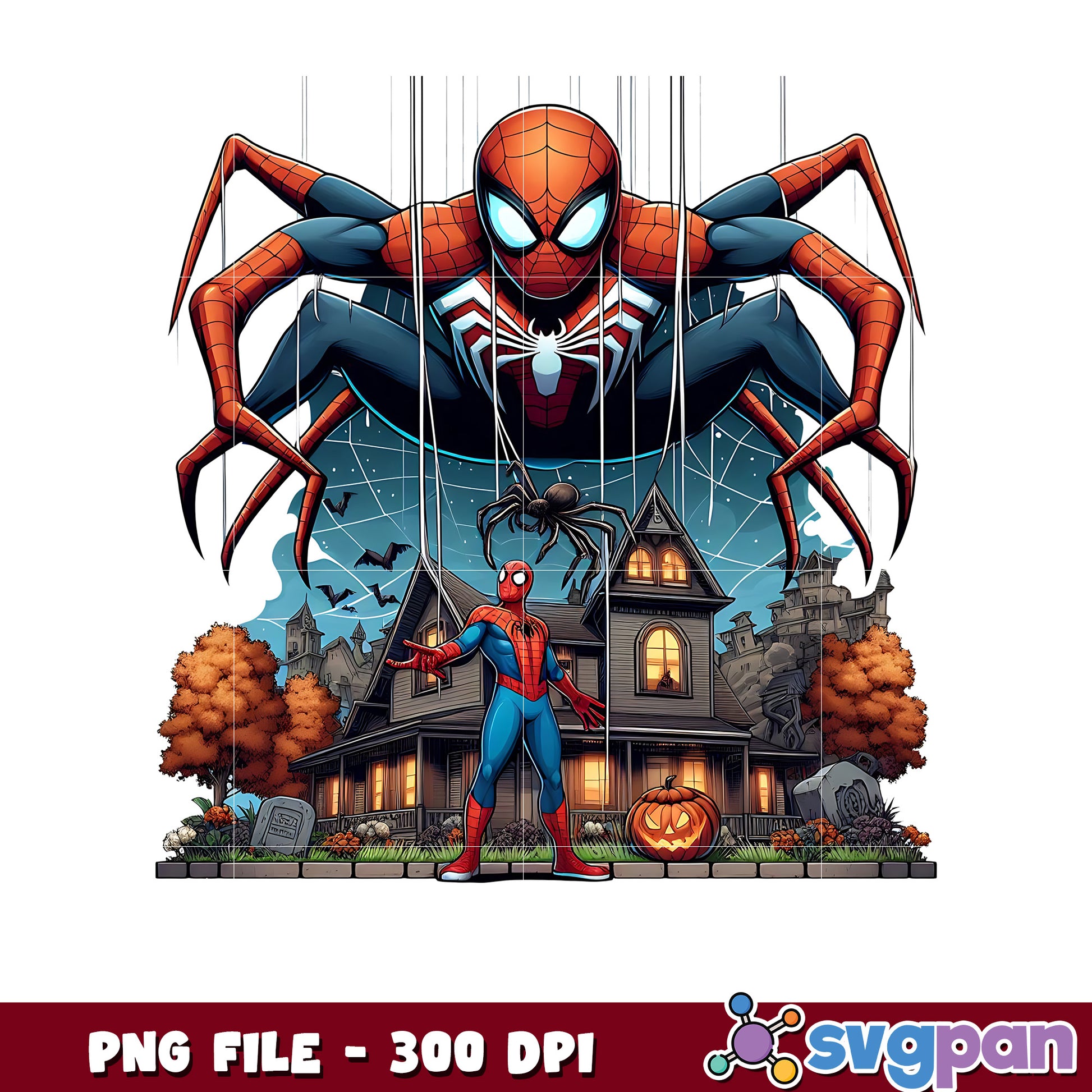 Scary spider man png, spooky characters png, avengers halloween​​ ​png