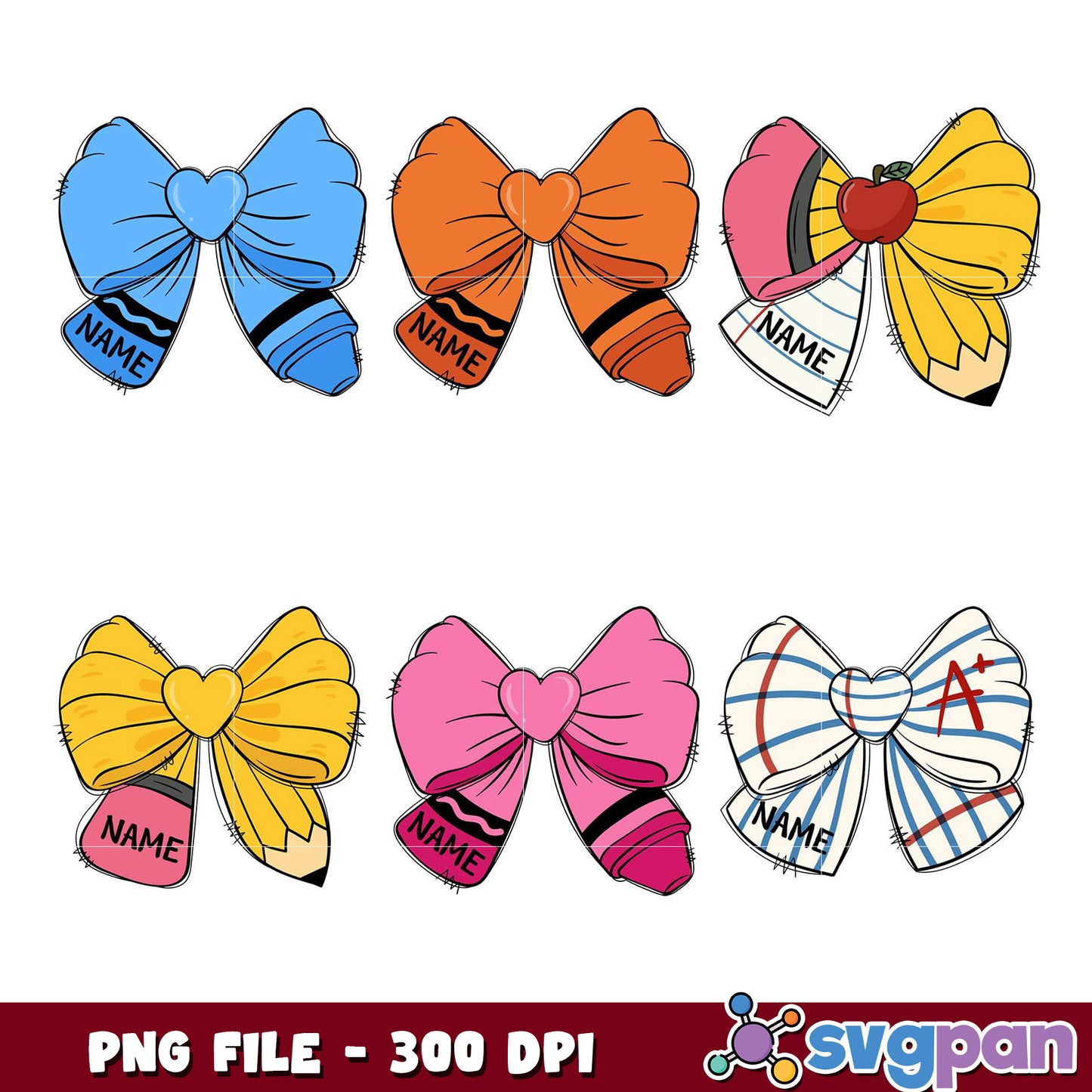 School Bow PNG Bundle 300 DPI