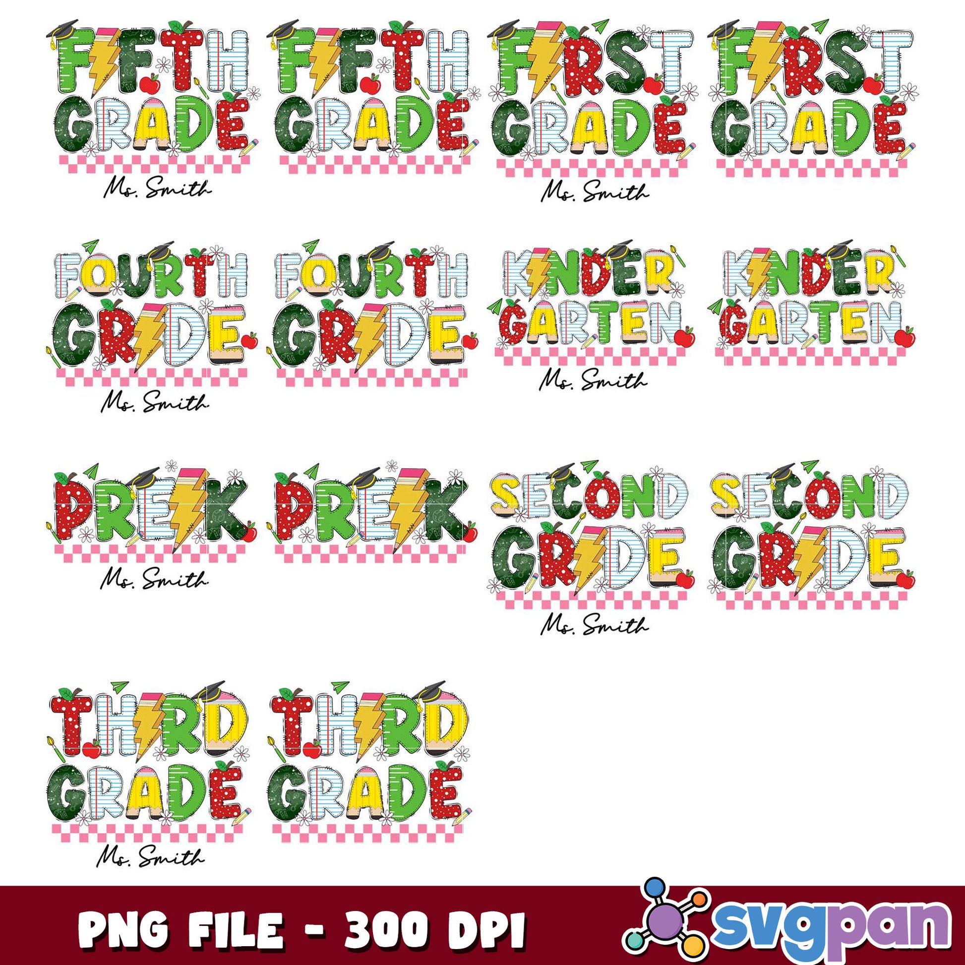 School Grades PNG Bundle 300 DPI