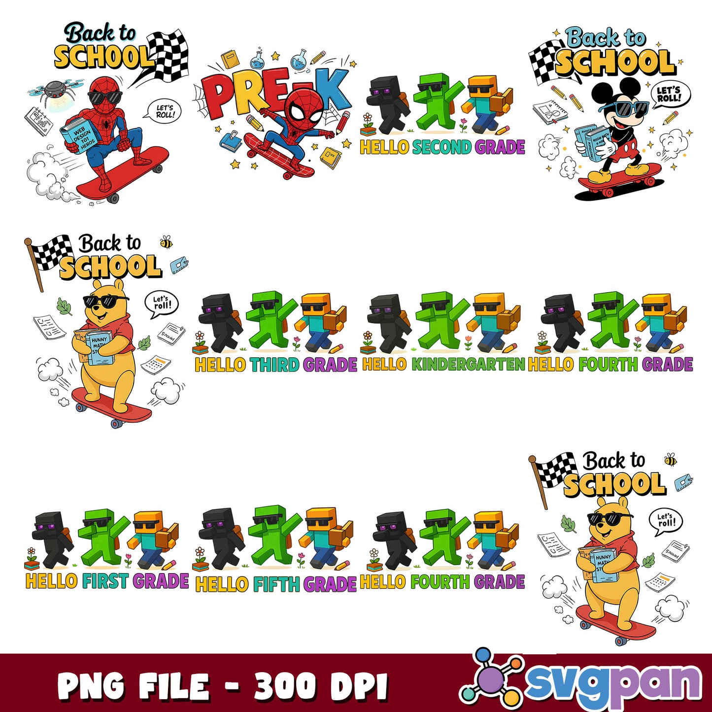 School days collection png bundle, back to school png, 100 days of school png