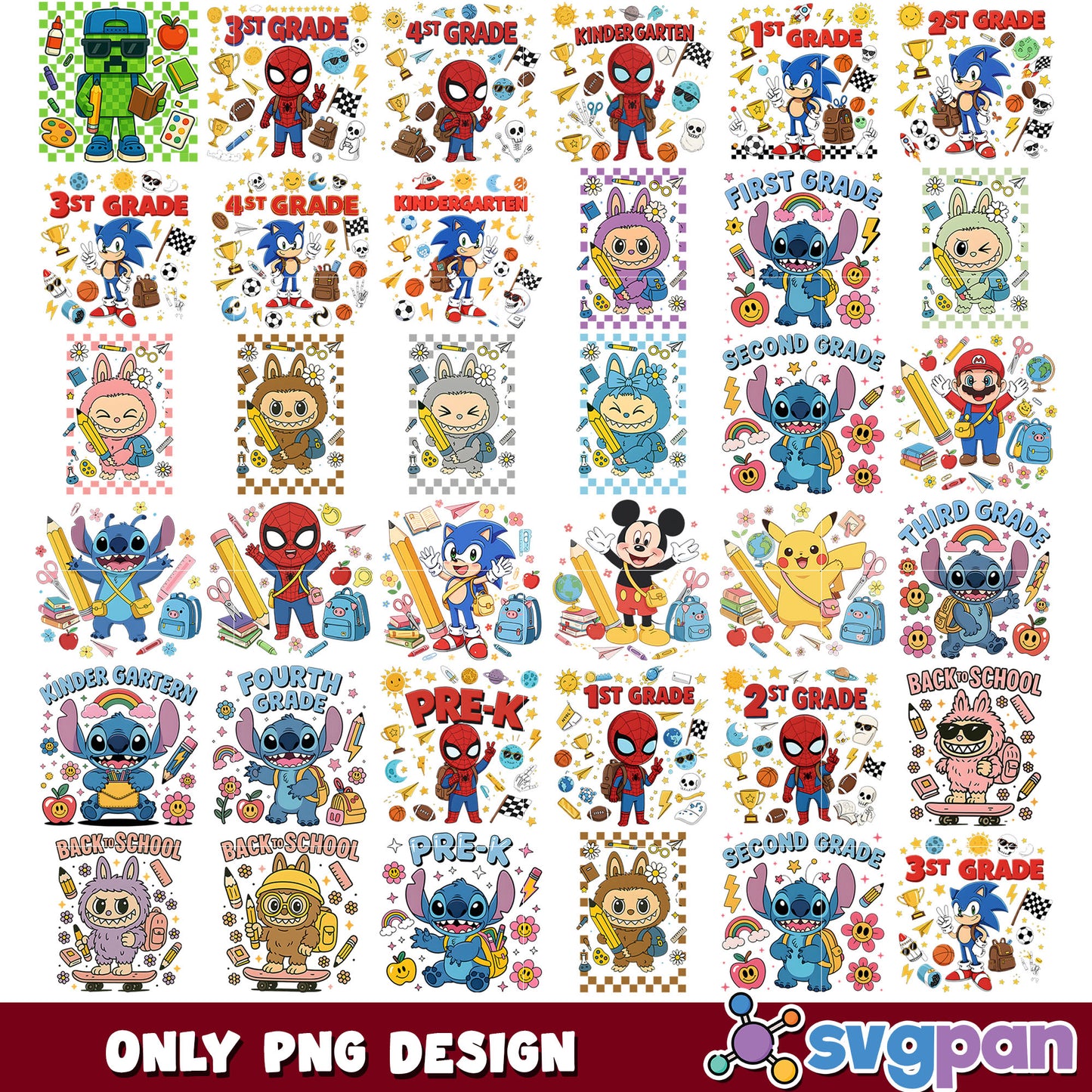 School days combined set png bundle