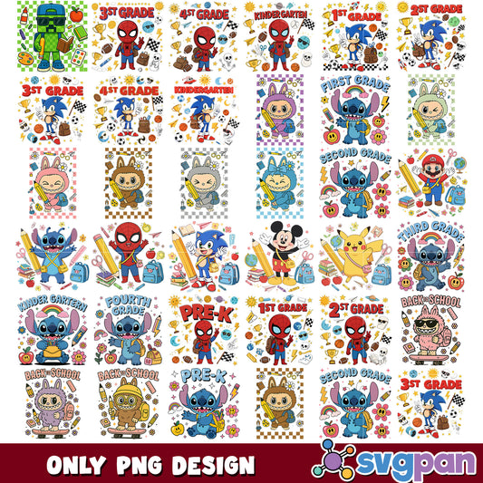 School days combined set png bundle