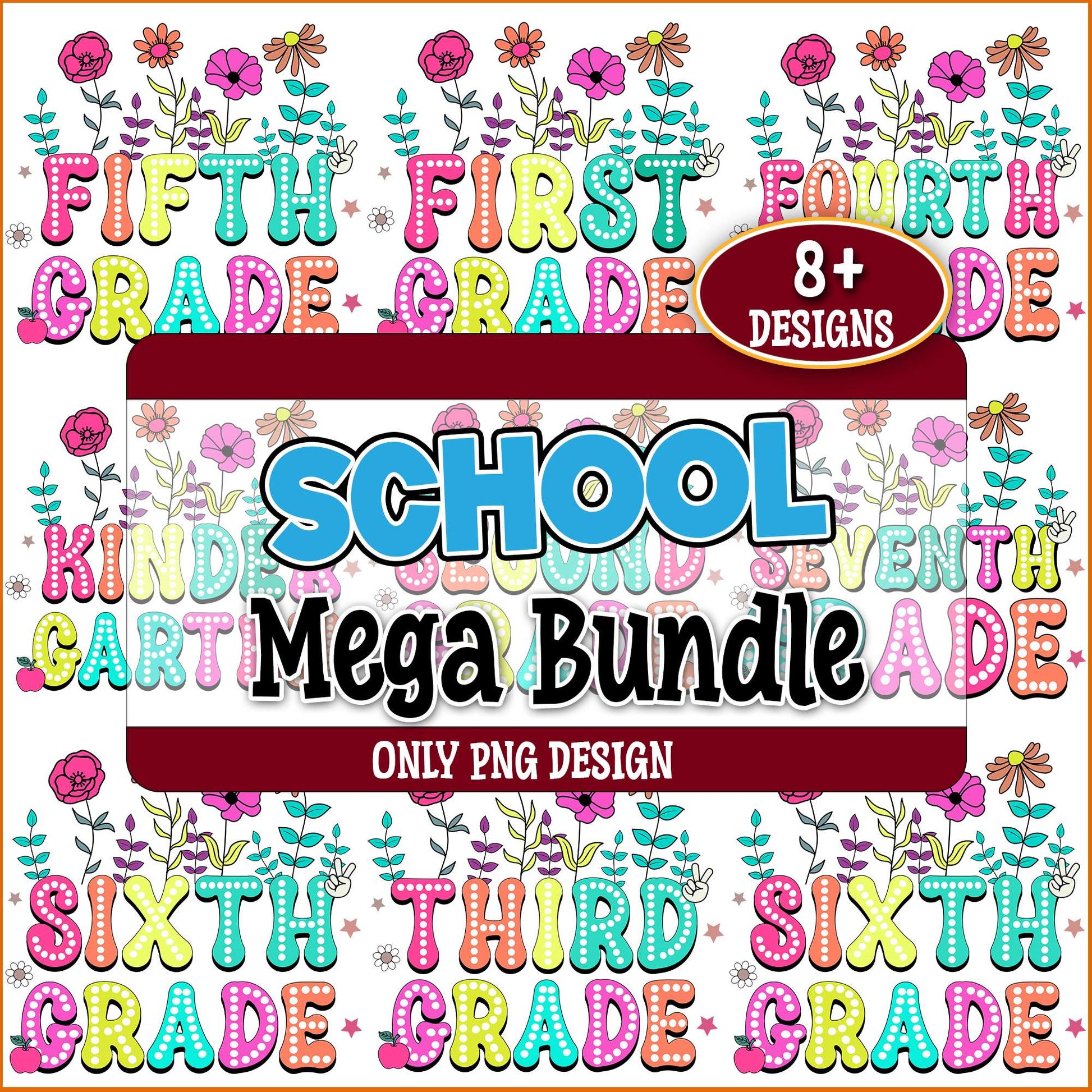 School flower design png bundle