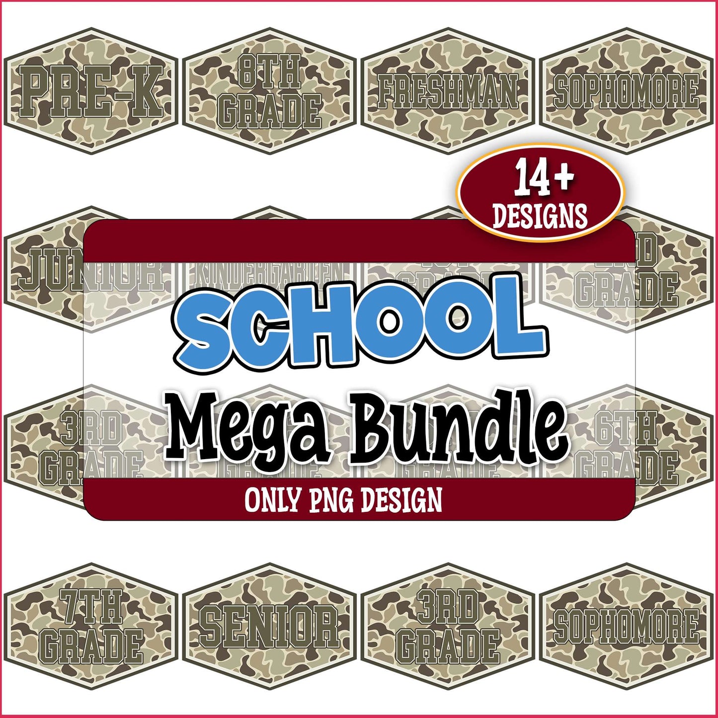 School old camo png bundle