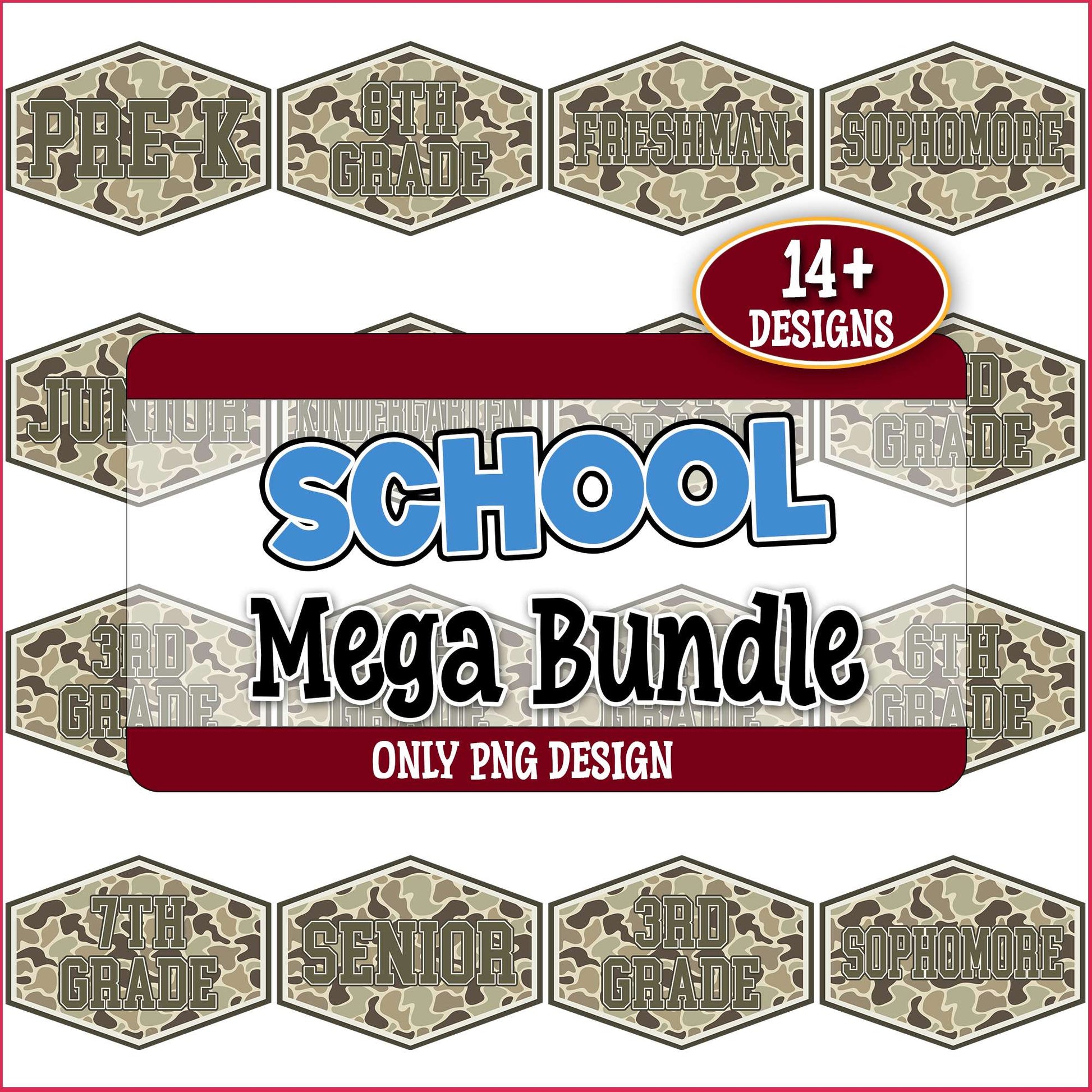 School old camo png bundle