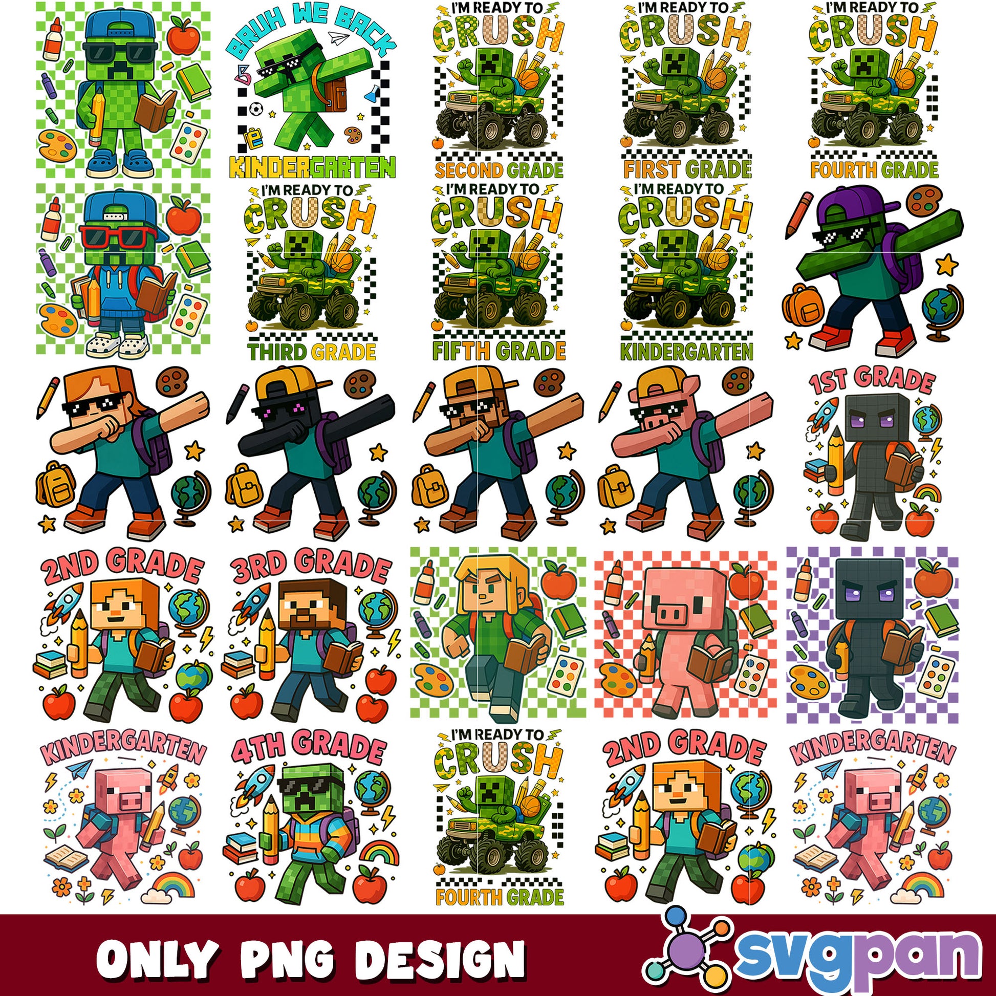 School set minecraft png bundle