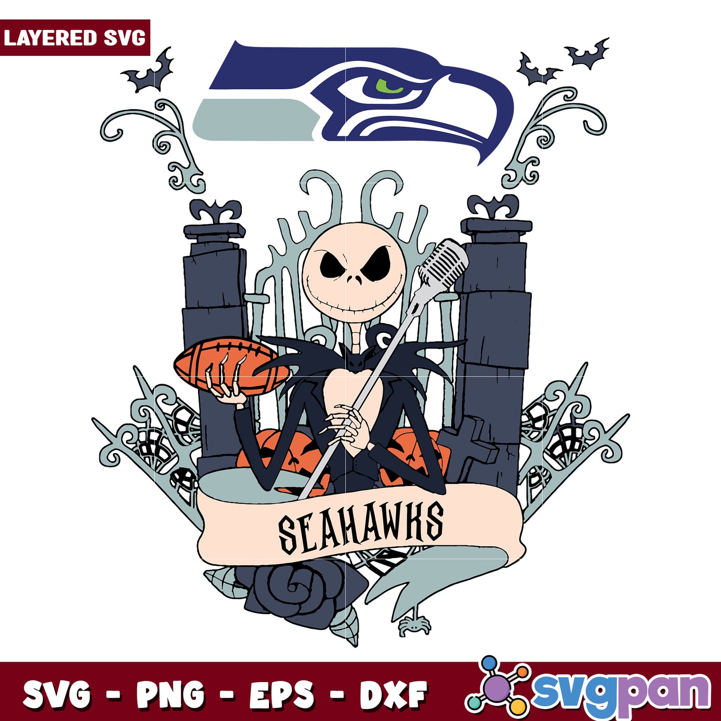 Seahawks Jack Halloween svg, nlf american fotball svg, american rugby svg