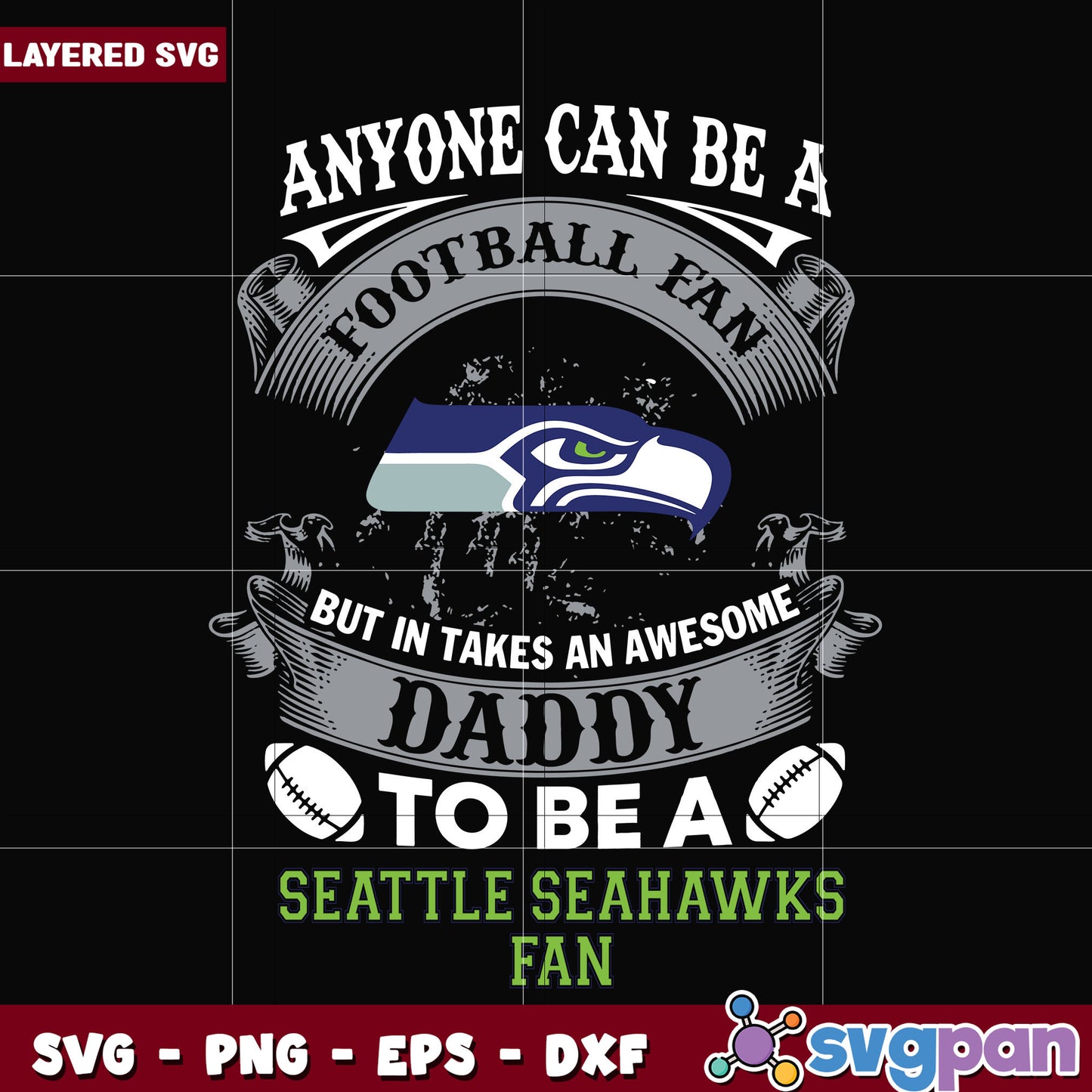 Seahawks anyone can be a football fan svg, nfl svg, national football league svg