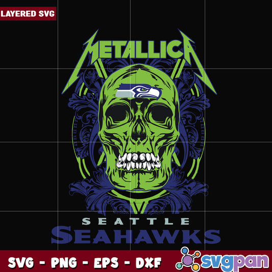 Seahawks skull metallica svg, ameircan sports svg, nfl teams logo svg