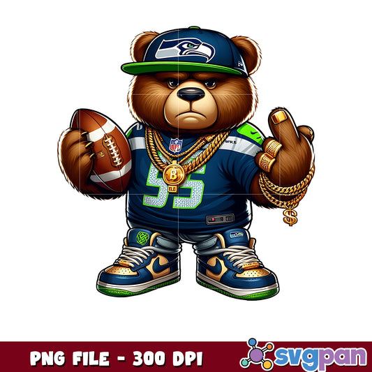 Seahawks thug life bear png, nfl jerseys​ png, american rugby png