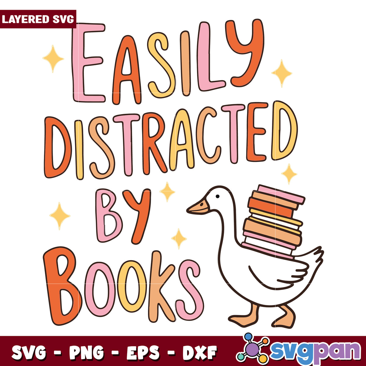 Seasily distacted by books svg, golden goose​ svg, goose goose duck​ svg