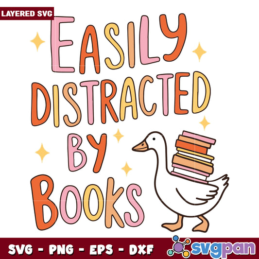 Seasily distacted by books svg, golden goose​ svg, goose goose duck​ svg