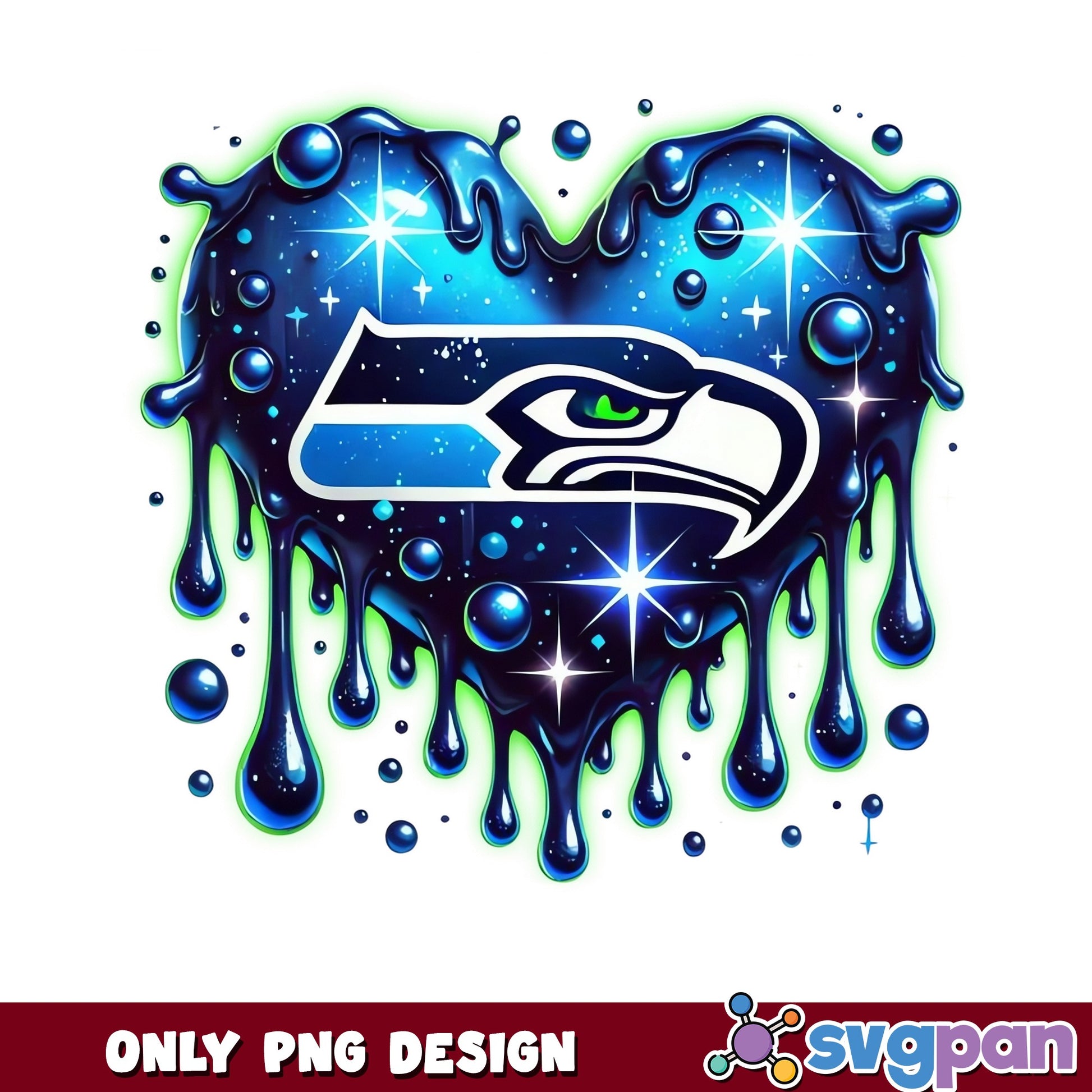 Seattle Seahawks Dripping Heart PNG, NFL Football Fan PNG, Seahawks Logo PNG