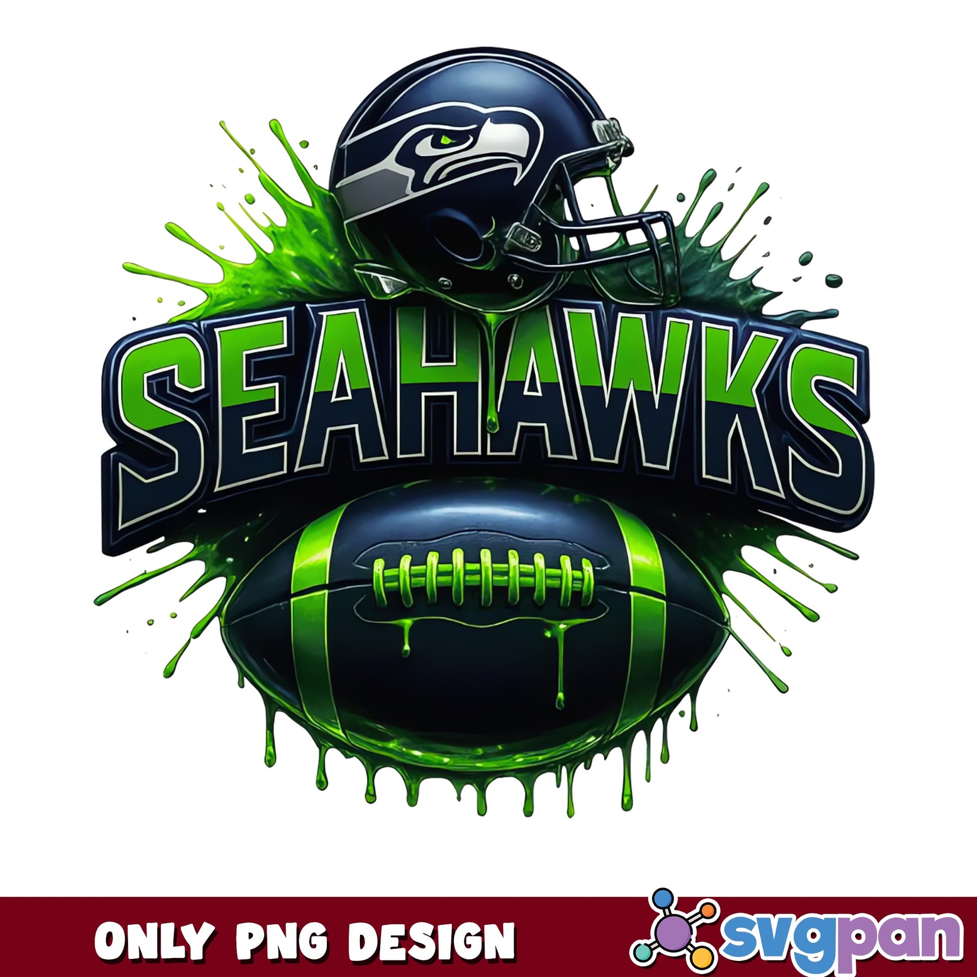 Seattle Seahawks PNG, NFL Football Drip Design, Seahawks PNG