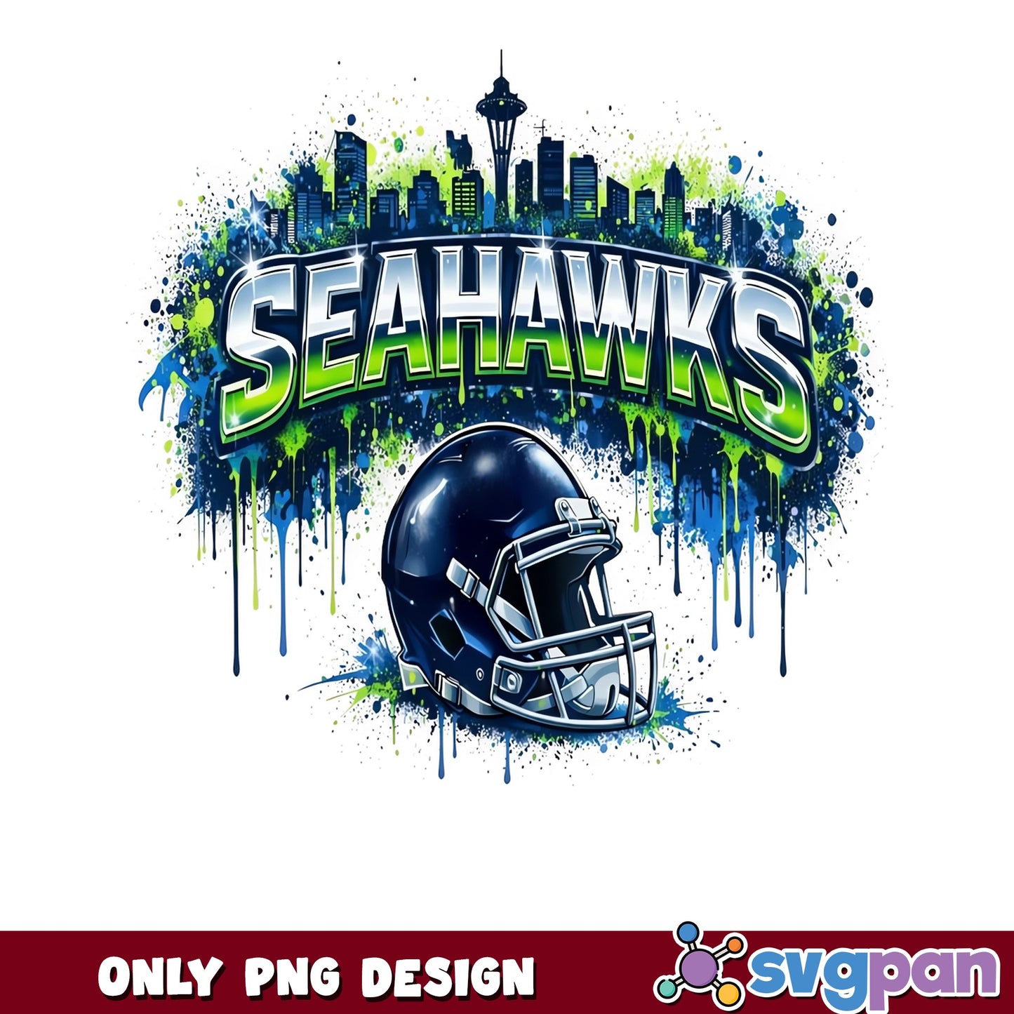 Seattle Seahawks PNG, NFL Football Helmet Watercolor, Seahawks PNG