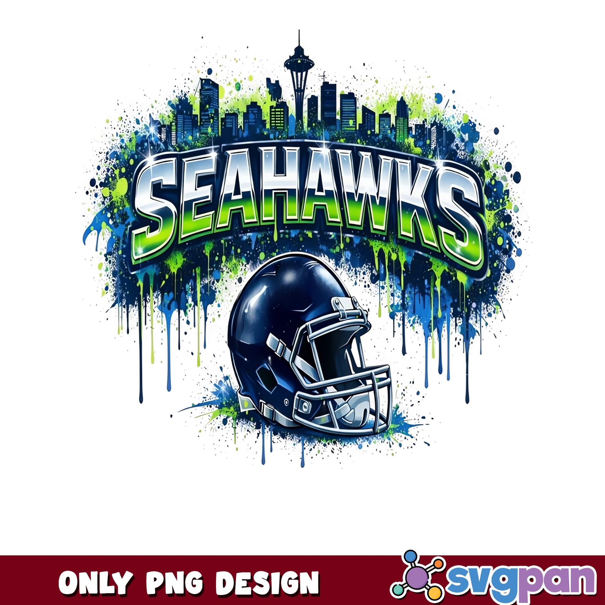 Seattle Seahawks PNG, NFL Football Helmet Watercolor, Seahawks PNG