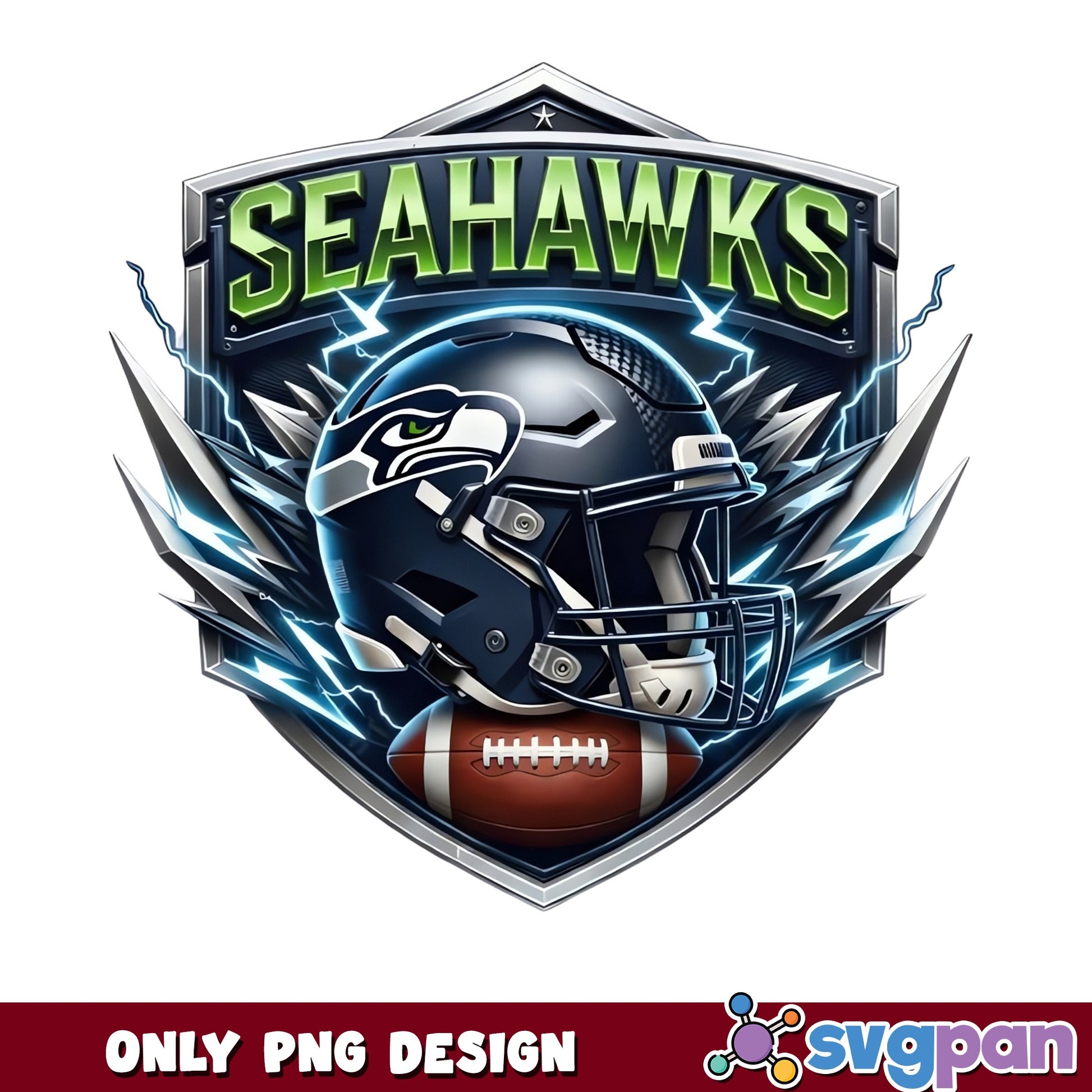 Seattle Seahawks PNG, NFL Football Shield Design, Seahawks PNG