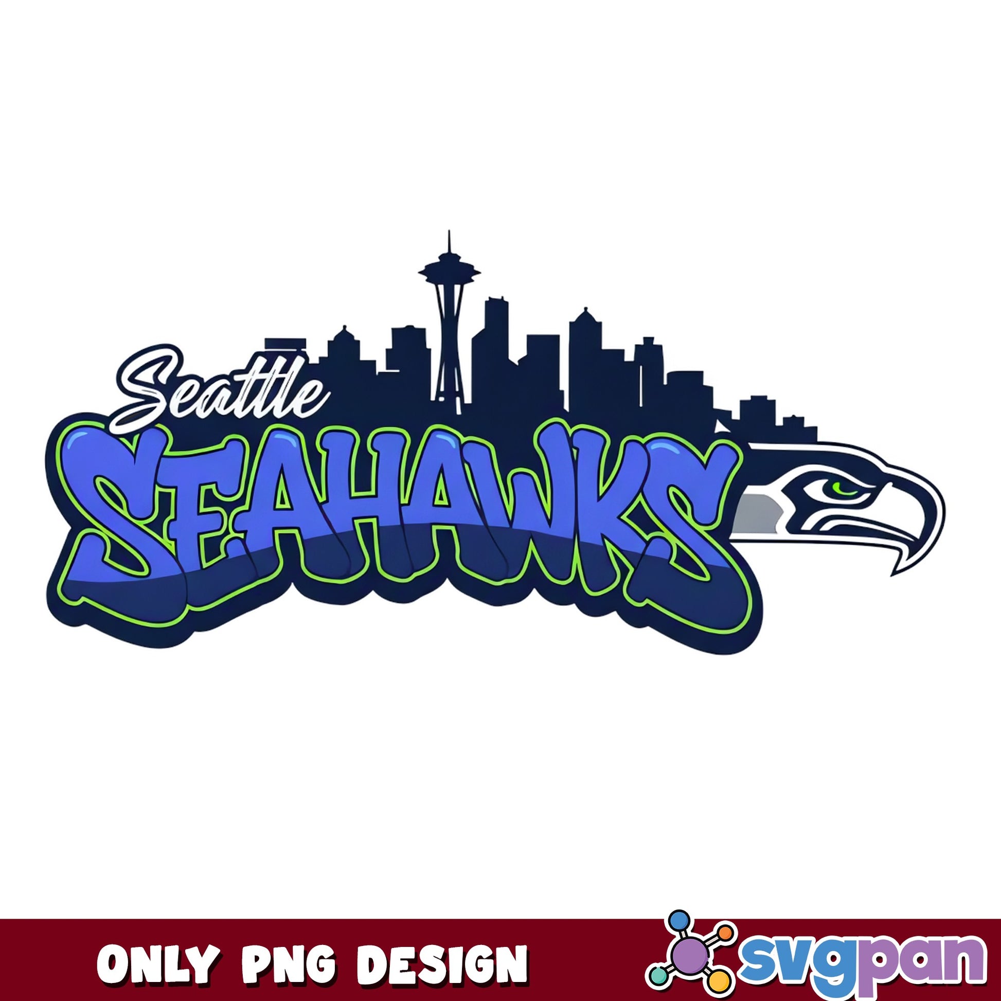 Seattle Seahawks PNG, NFL Football Team Logo, Skyline PNG