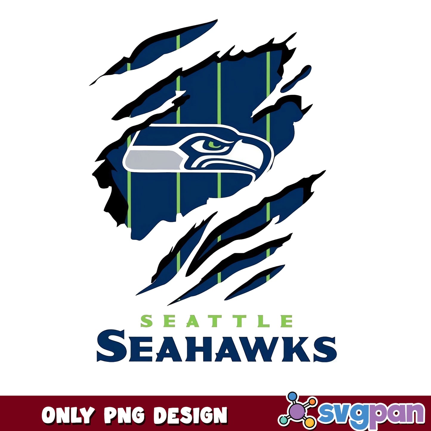Seattle Seahawks Ripped PNG, NFL Football Team PNG, Seahawks PNG