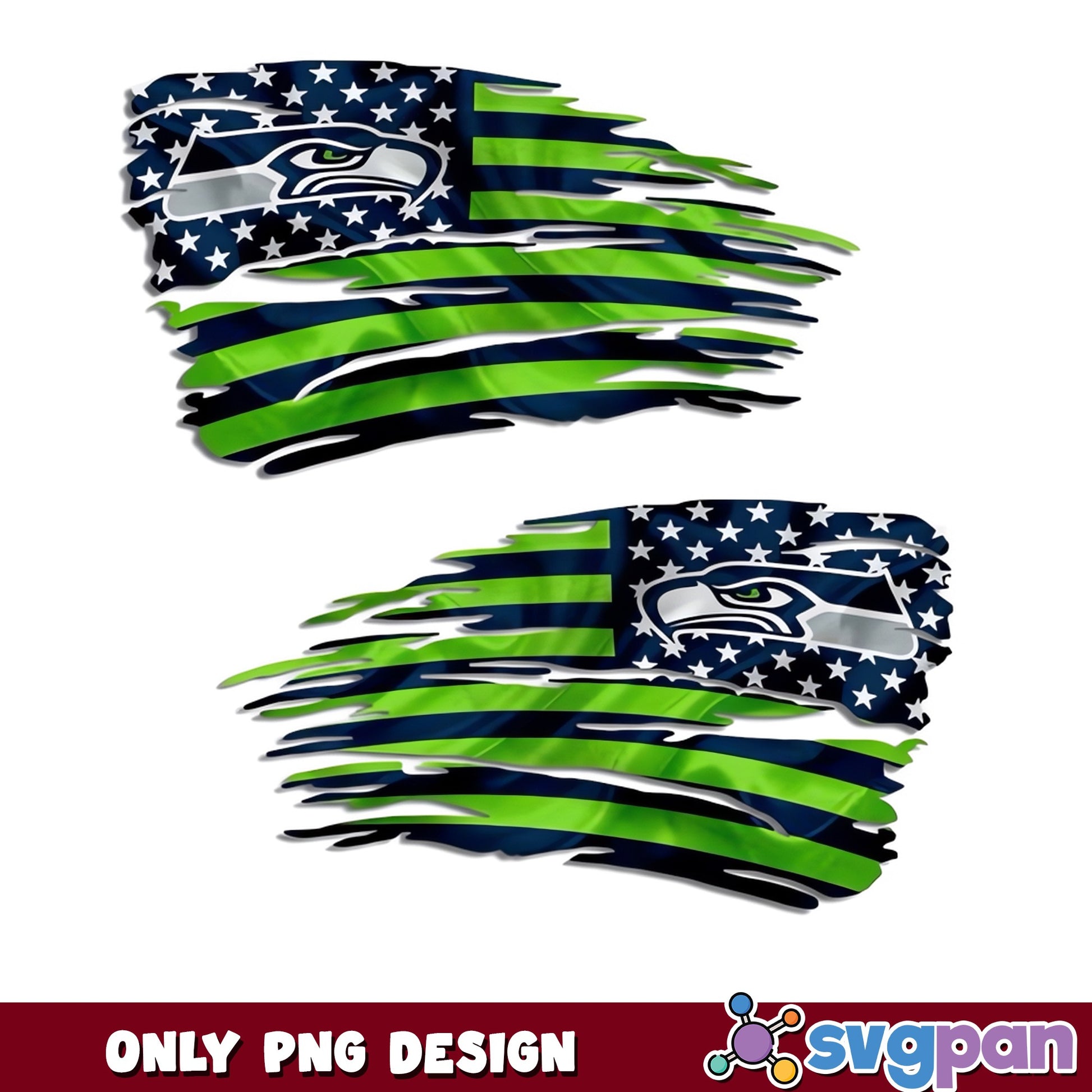 Seattle Seahawks Tattered Flag PNG, NFL Football PNG, 4th Of July PNG