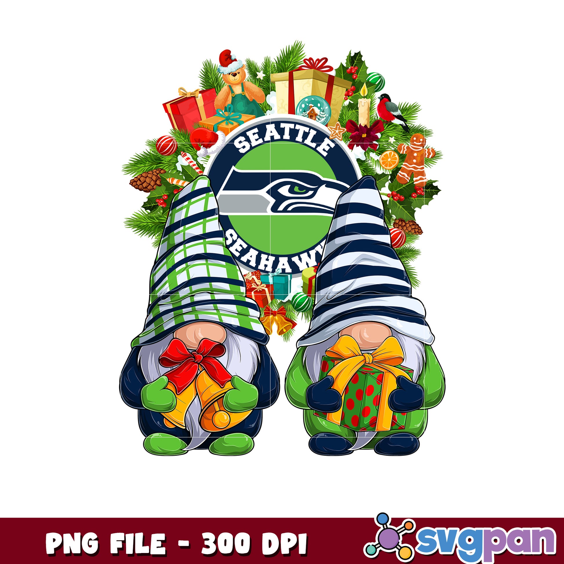 Seattle seahawks christmas png, list of nfl teams png, chrismas gnome​ png