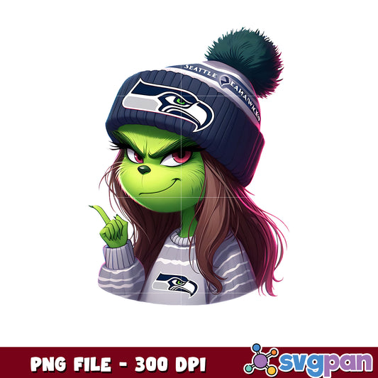 Seattle seahawks girl grinch png, nfl playoffs png, nfl football​ png