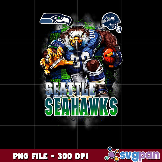 Seattle seahawks logo helmet and mascot png, super bowl png, american football png