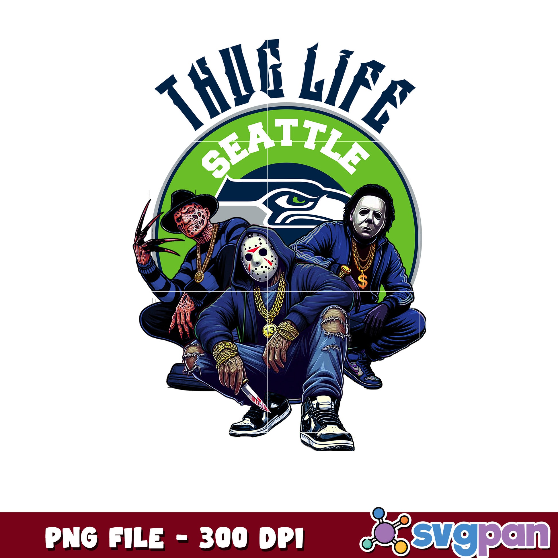 Seattle seahawks thug life png, horror movie characters png, nfl teams helmet png