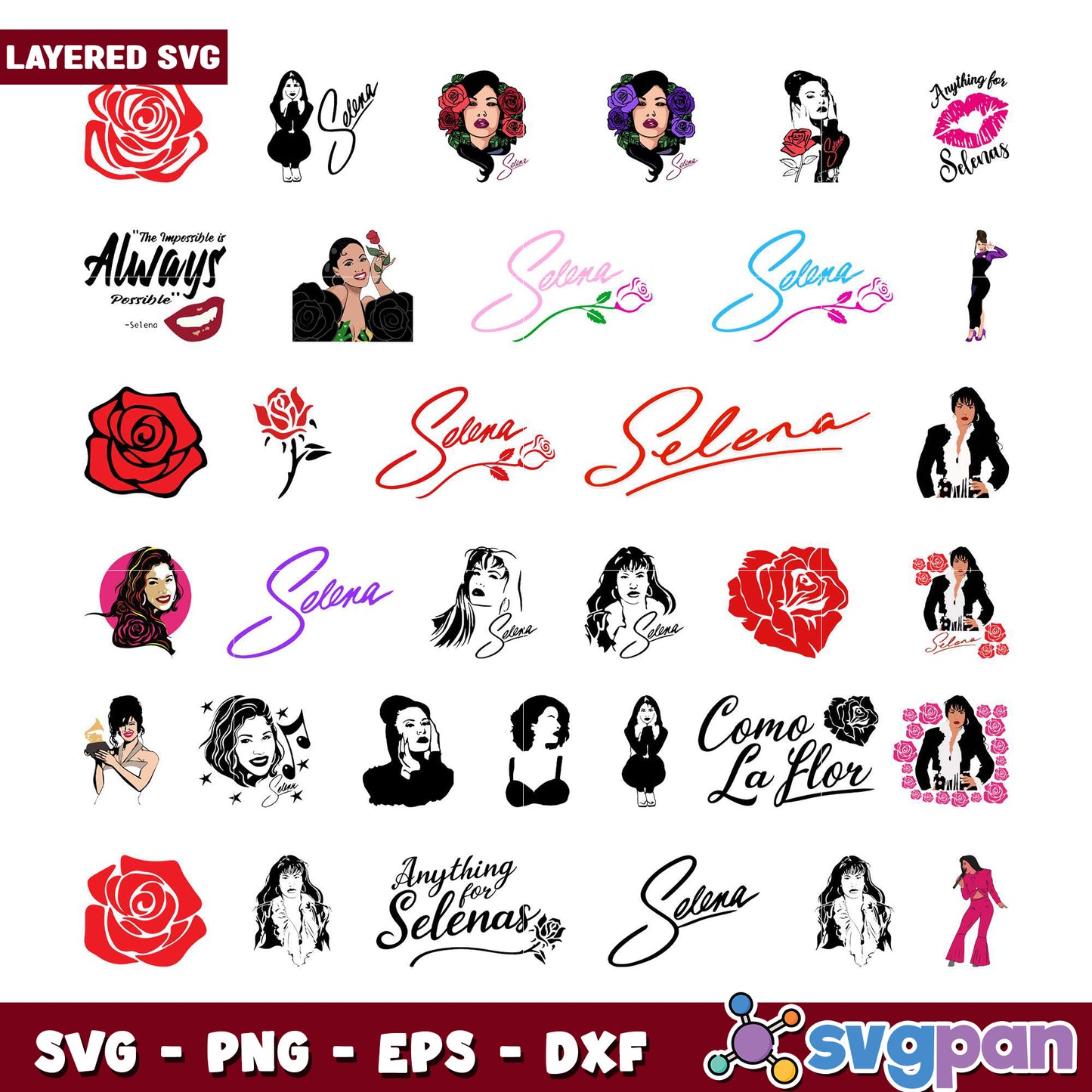 Selena SVG Bundle Layered Designs