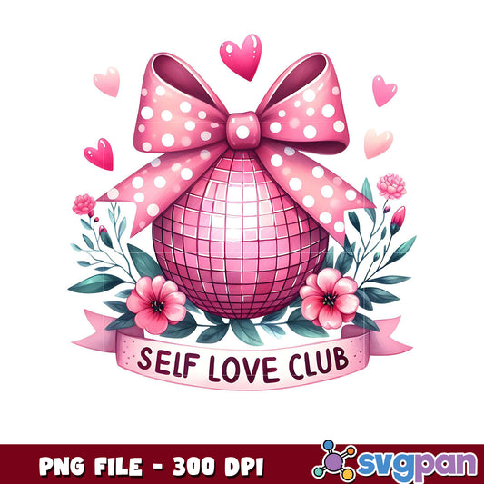 Self Love Club PNG File, Colorful Disco Ball Design