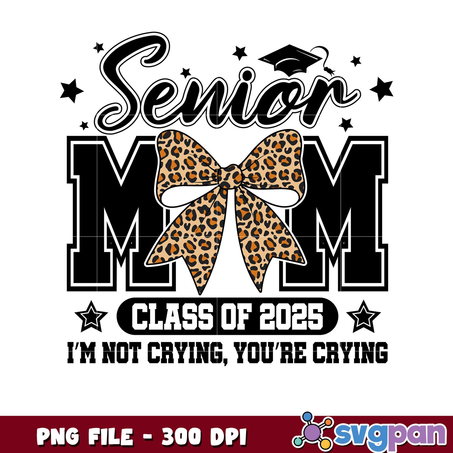 Senior Mom Leopard Bow Class of 2025 PNG