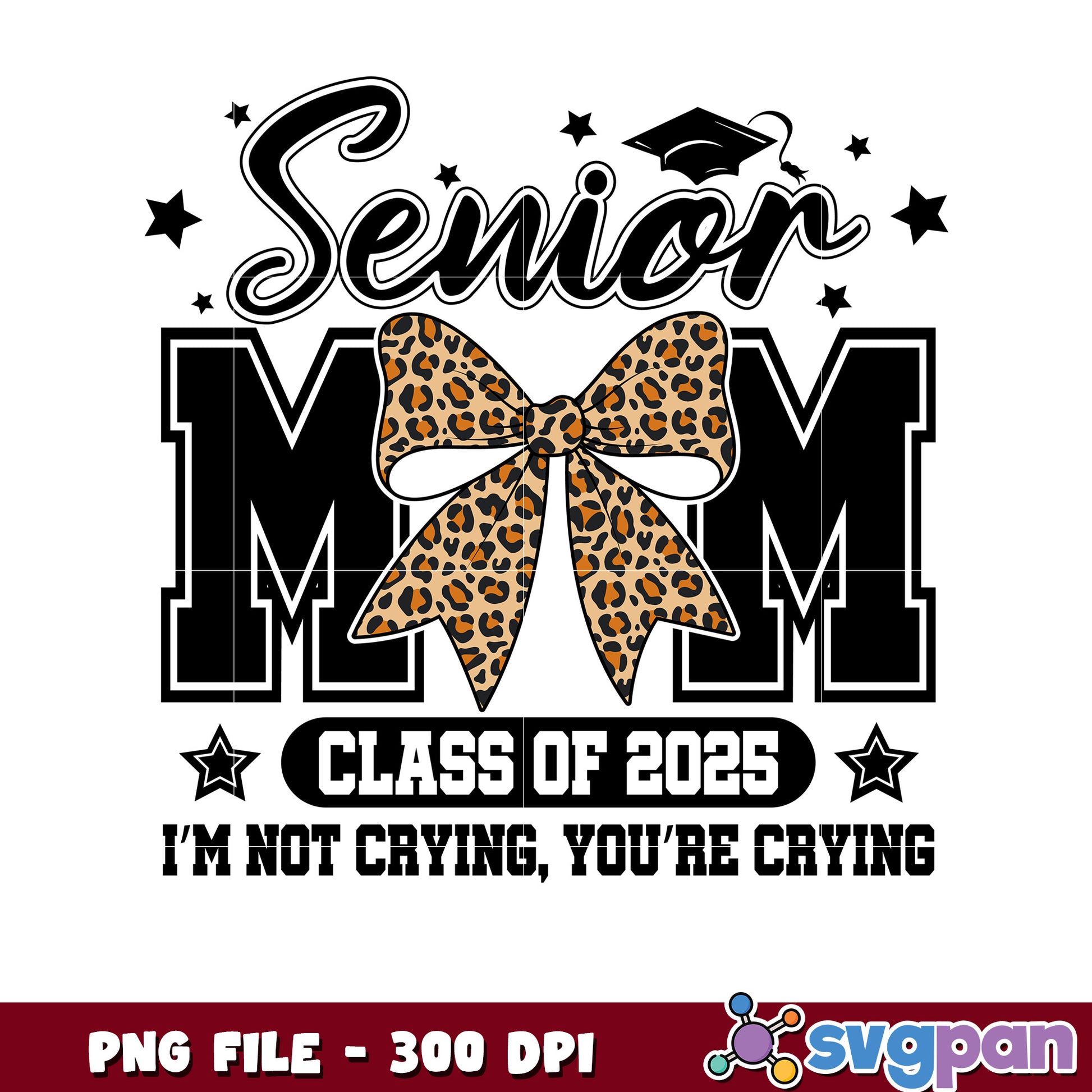 Senior Mom Leopard Bow Class of 2025 PNG