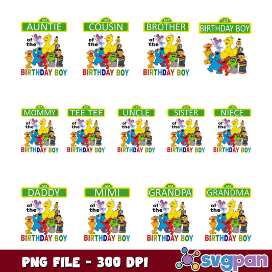 Sesame Street Birthday Boy Family PNG Bundle