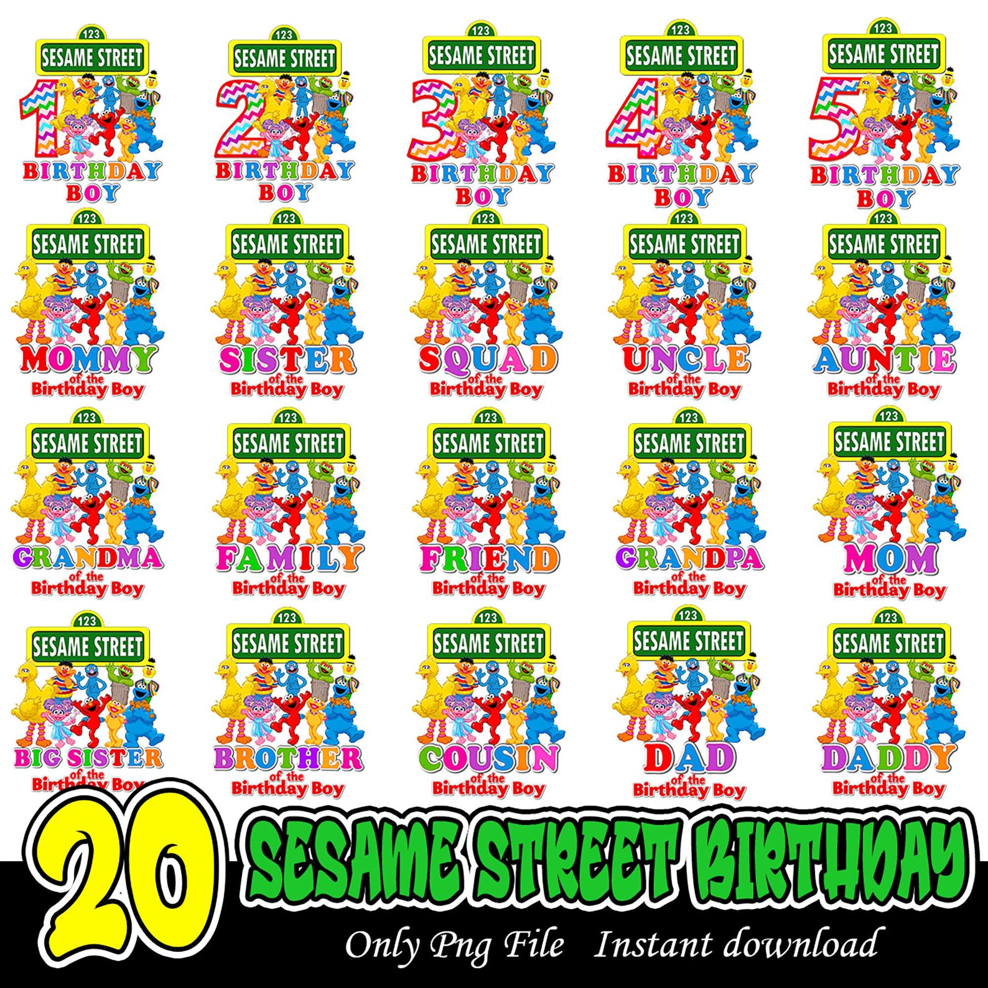 Sesame Street Birthday Bundle PNG for Instant Download