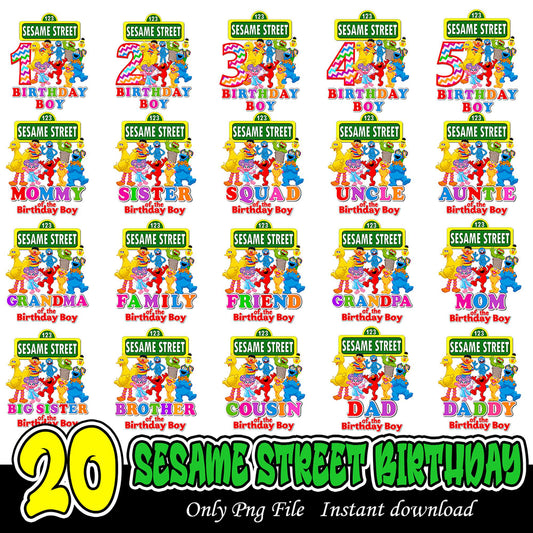 Sesame Street Birthday Bundle PNG for Instant Download