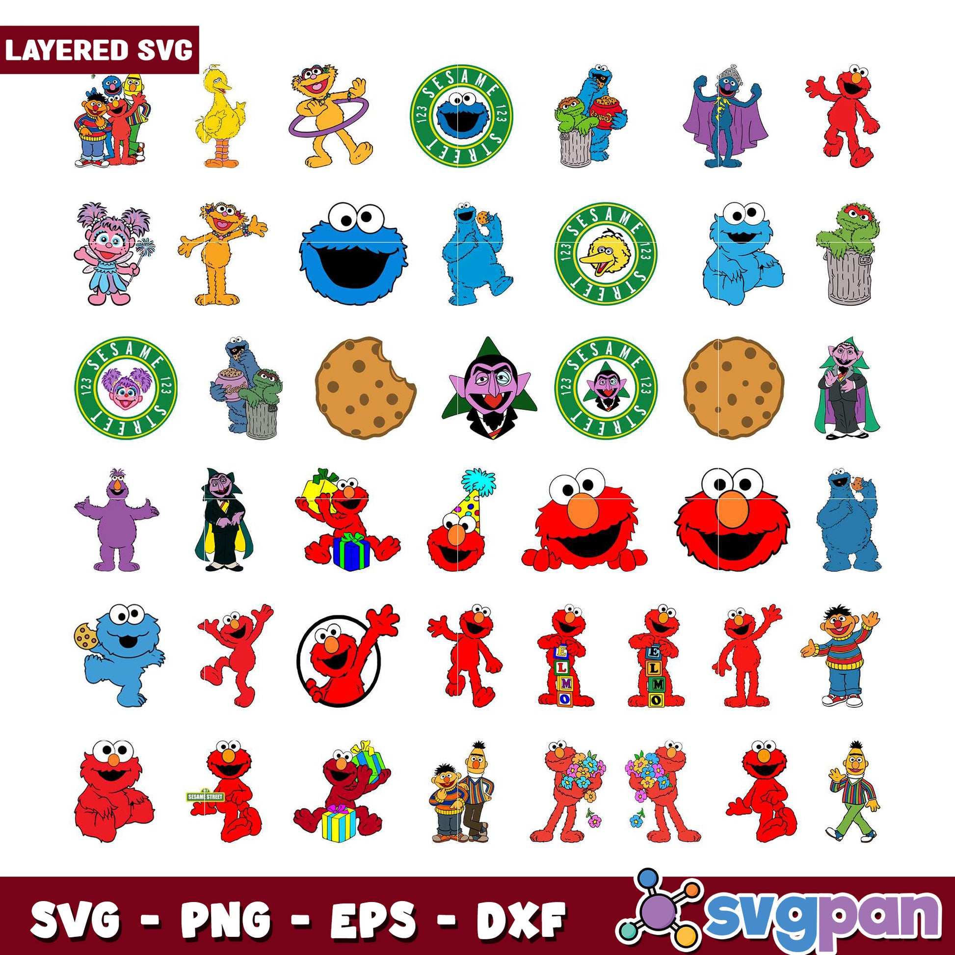 Sesame Street Characters Bundle SVG Files Download
