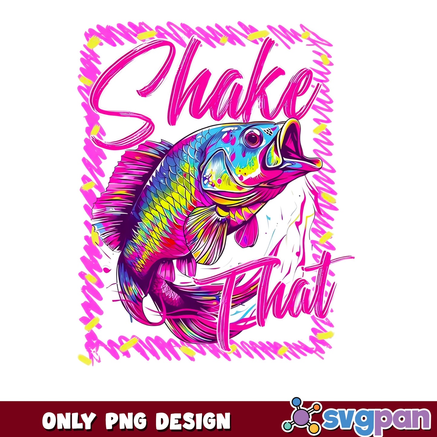 Shake That Bass Fishing PNG, Colorful Fish PNG, Fishing PNG
