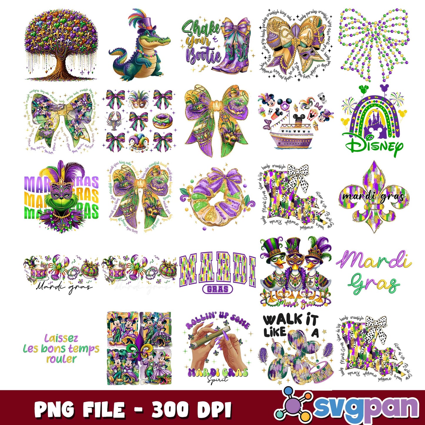 Shake your bootie mardi gras png bundle
